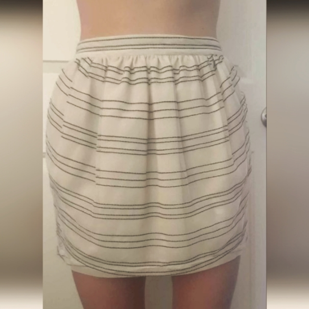 BCBGeneration Cream and Black Pinstripe Tulle Tulip Skirt